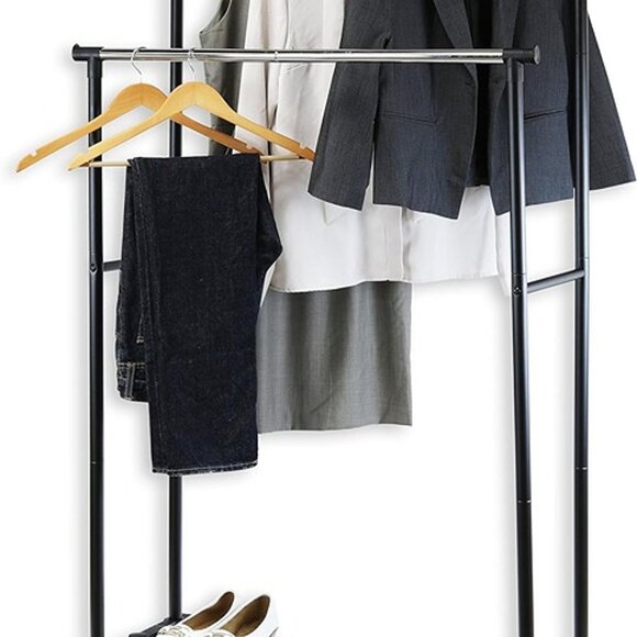 NEW Simple Houseware Double Rod Portable Clothing Hanging Garment Rack. - Picture 4 of 8